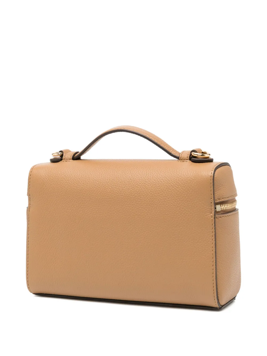 Tan bags, back view