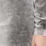 Close up of grey skirt,showing texture of the cotton fabric