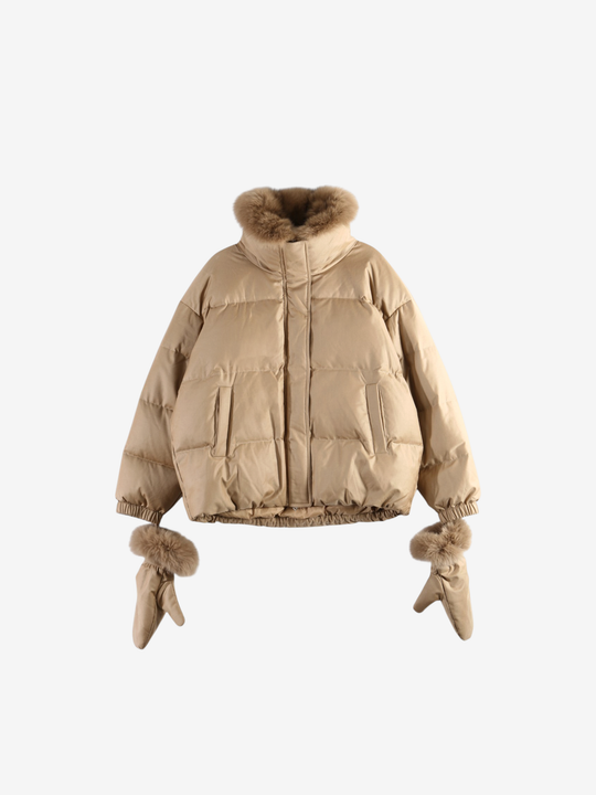 Tan jacket, front view