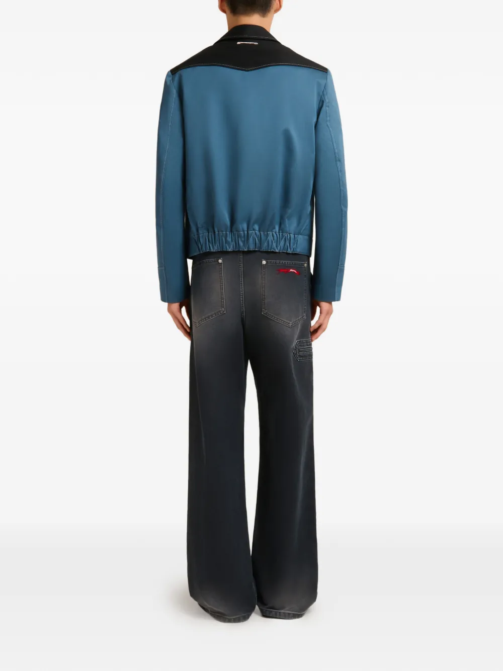 blue jacket, full body view