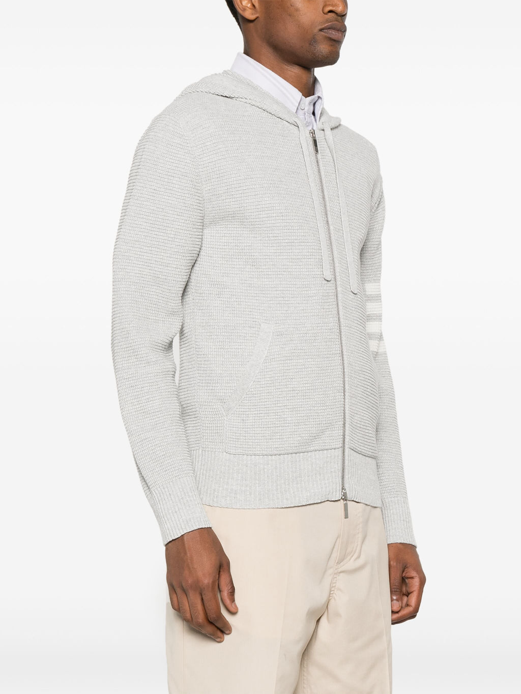 THOM BROWNE - Men W/4 Bar Stripes Intarsia Hoodie