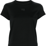 ALEXANDER WANG - Women Puff Logo & Bound Neck Tee Essential JSY Shrunk