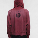 Burgundy hoodie, full body view