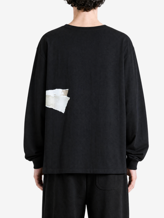 Black t-shirt, full body view