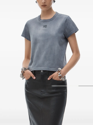 T BY ALEXANDER WANG - Women Essential JSY Shrunk W/Puff Logo & Bound Neck Tee