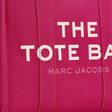 Close up of pink bag, showing texture of the cotton fabric