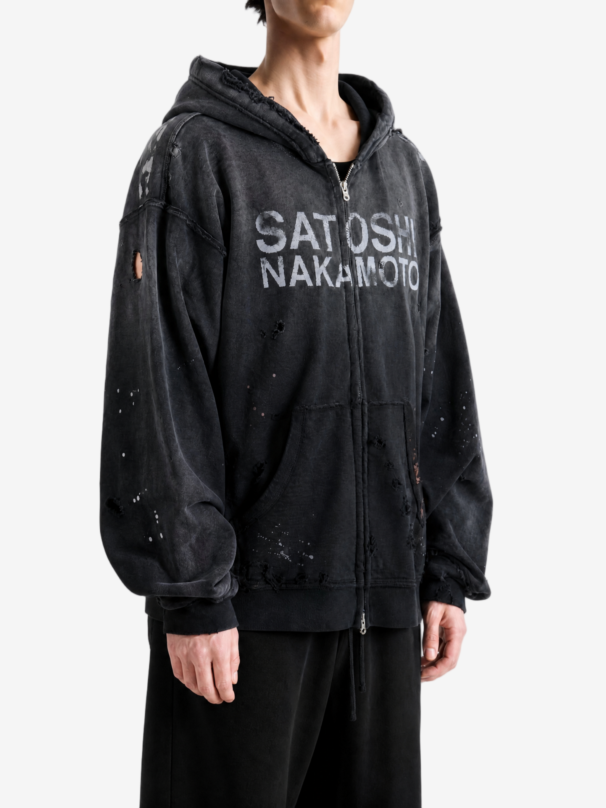 Black hoodie, full body view