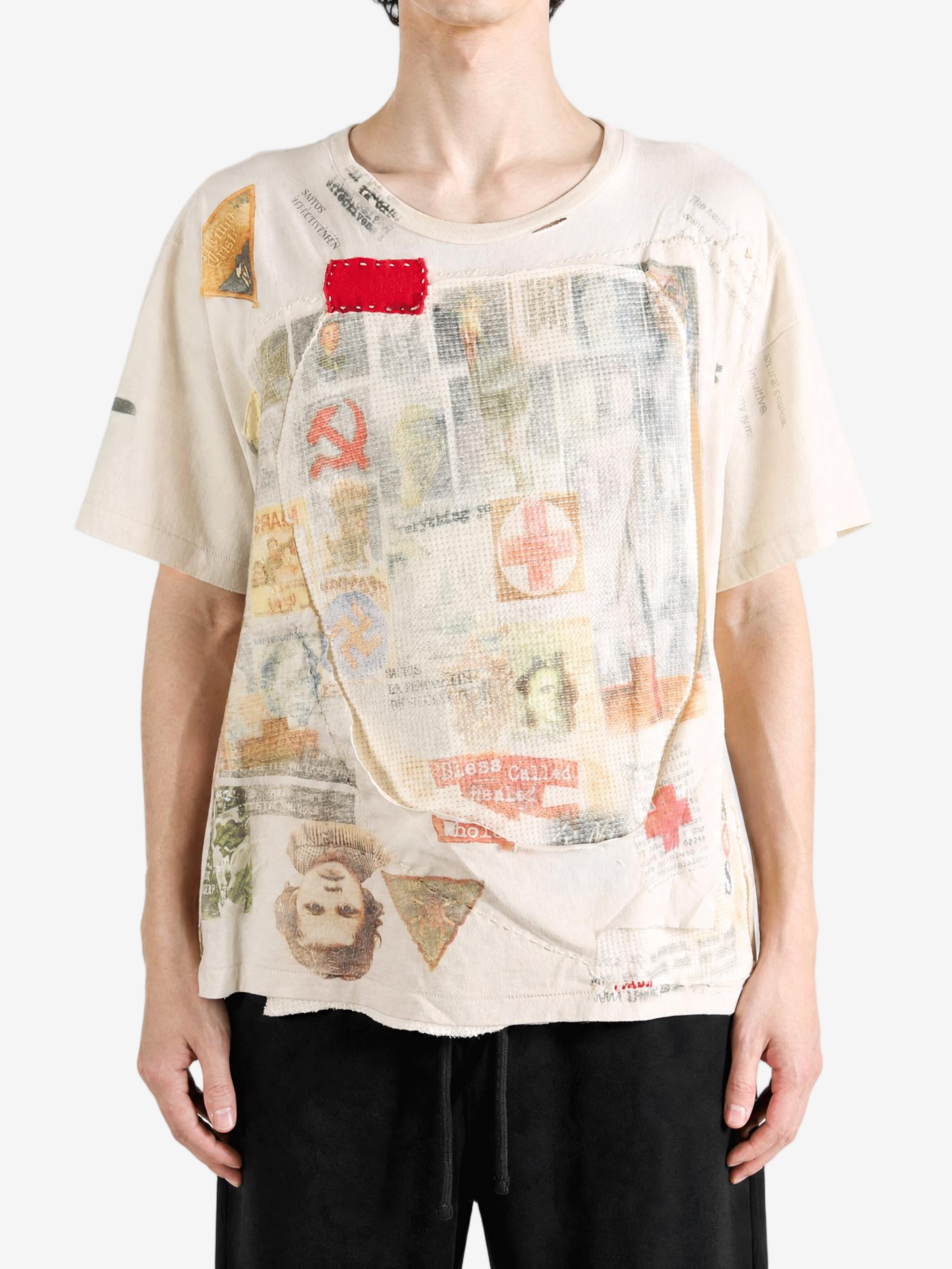 Tan t-shirt worn by a person, showing the t-shirt fit
