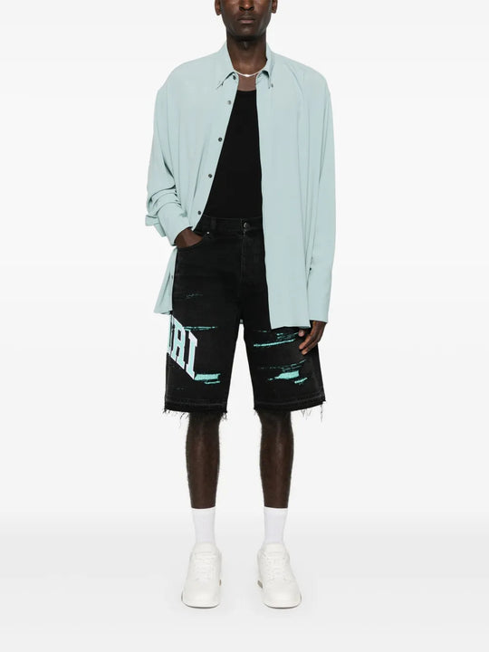 Black shorts, full body view