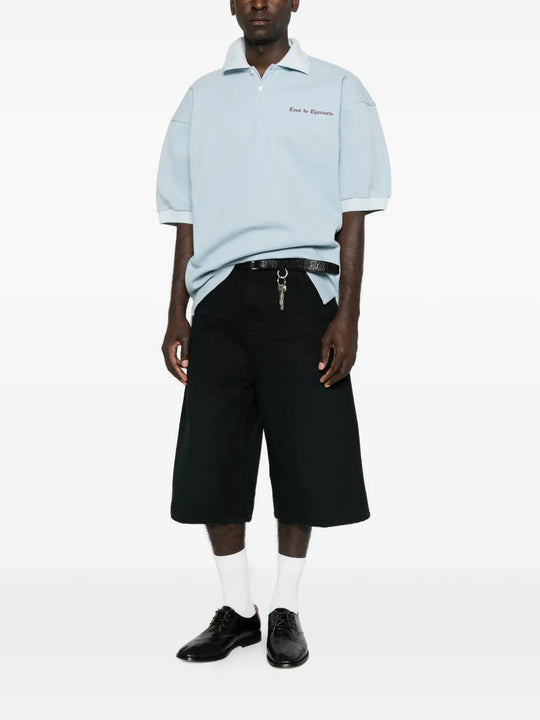 Blue top, full body view