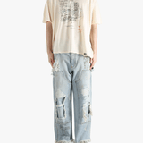 White t-shirt, full body view