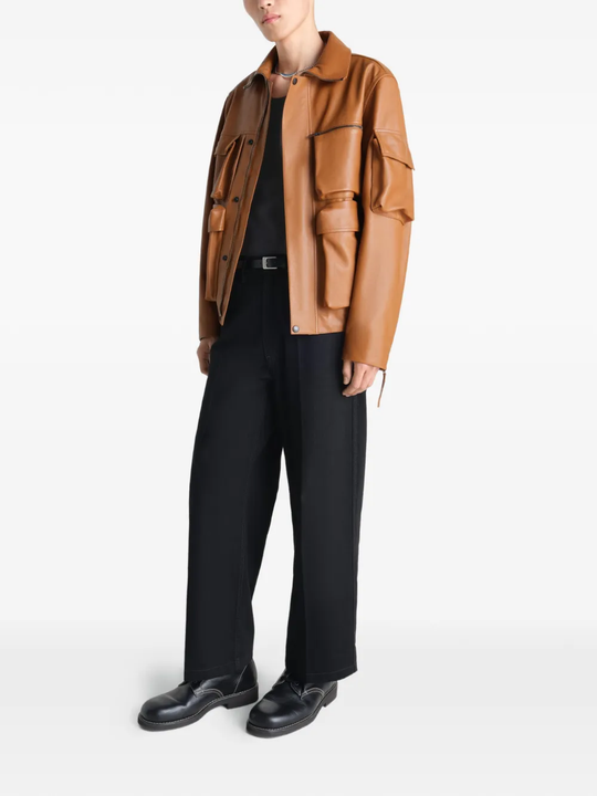Brown jacket, side view