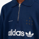 Navy shirt worn by a person, showing the shirt fit