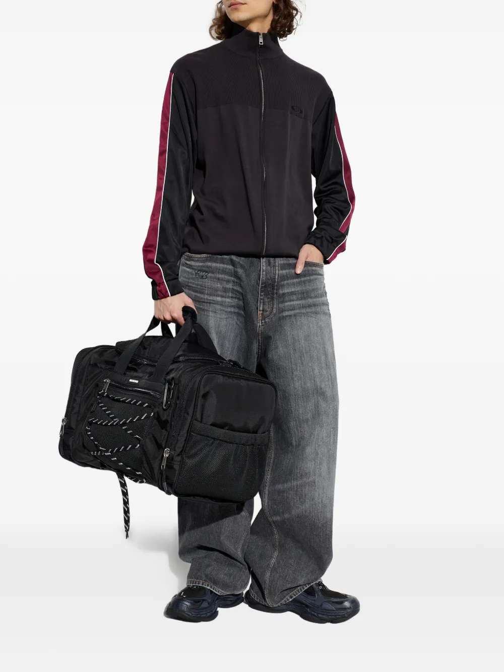 Grey pants, full body view