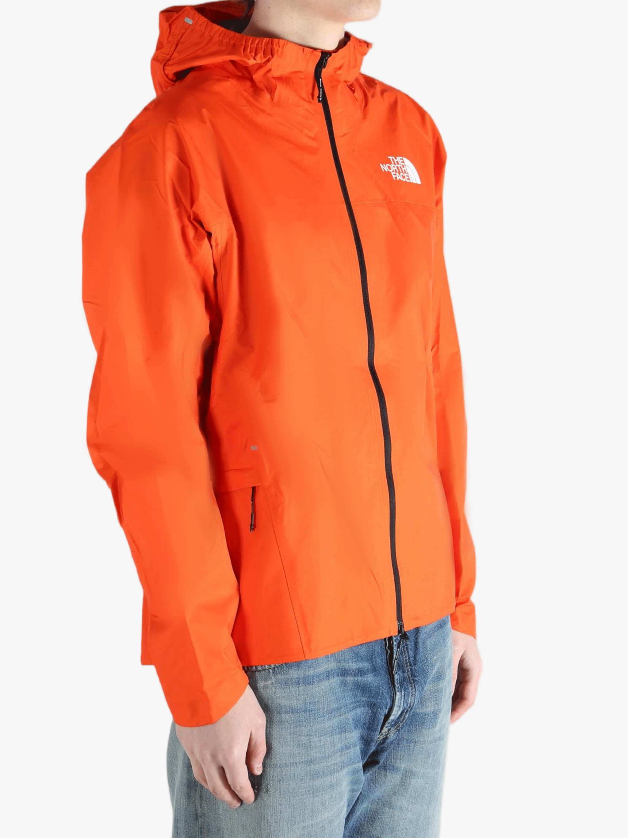 Red jacket worn by a person, showing the jacket fit