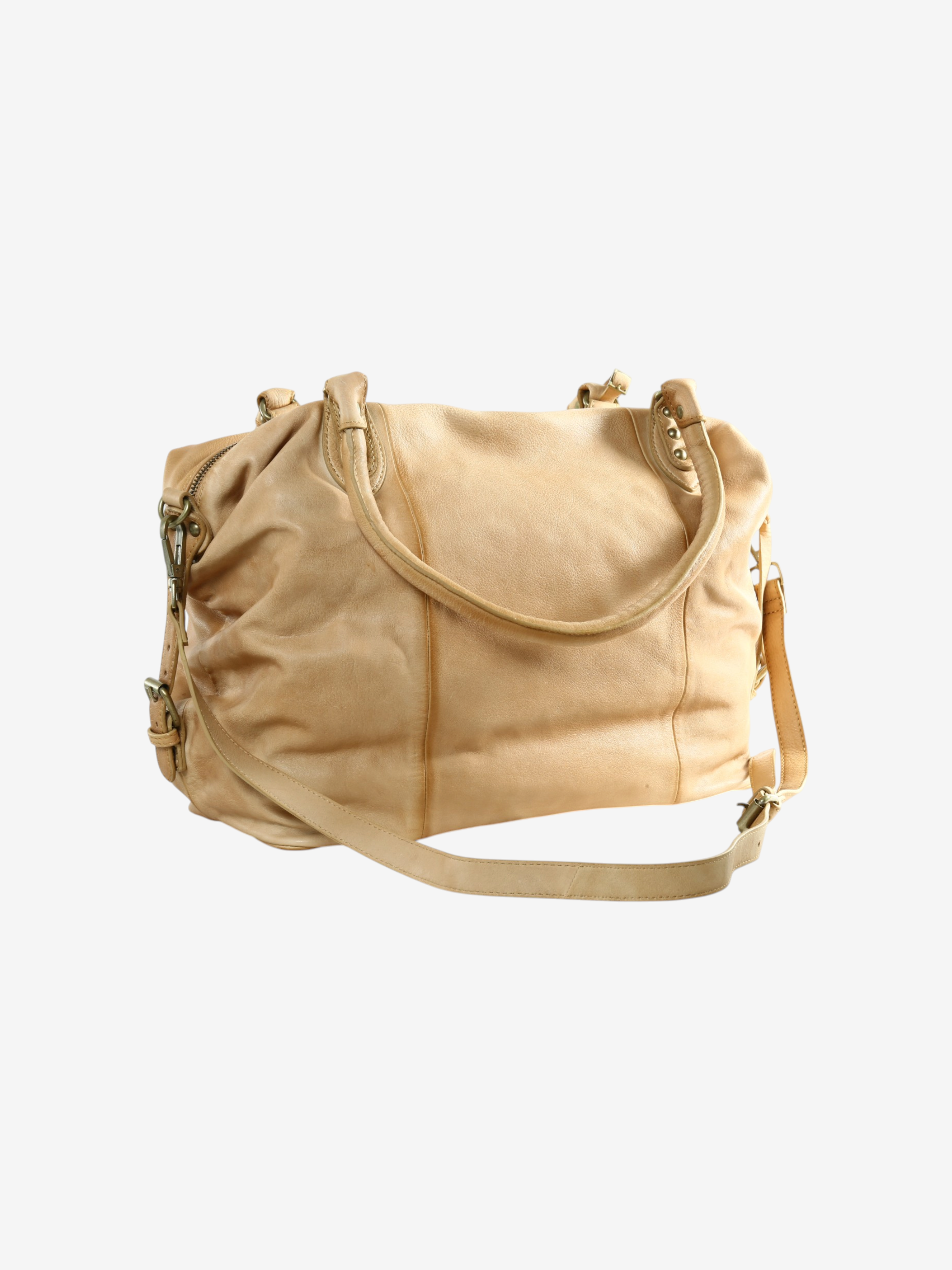 Tan bag, front view