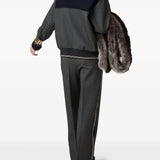 Grey sweatshirt, full body view