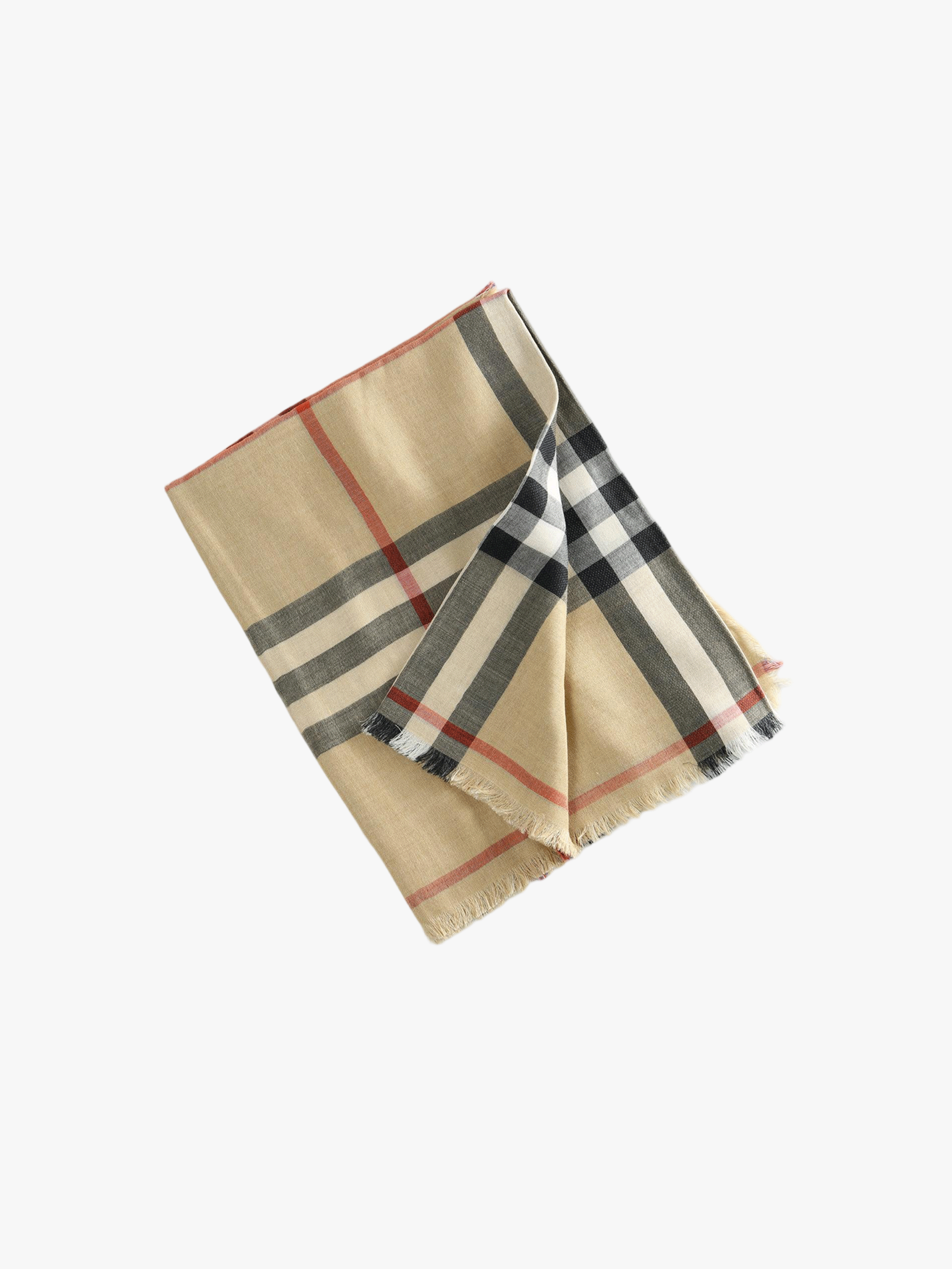 Close up of tan scarve, showing texture of the silk fabric