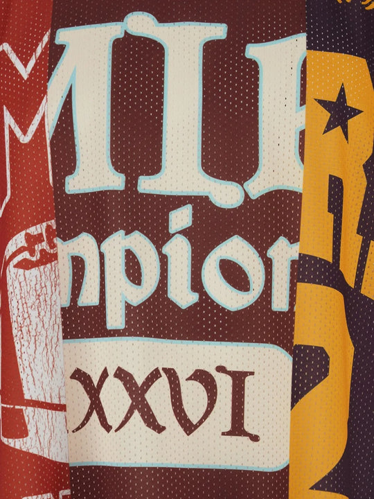 Close up of red t-shirt, showing texture of the fabric