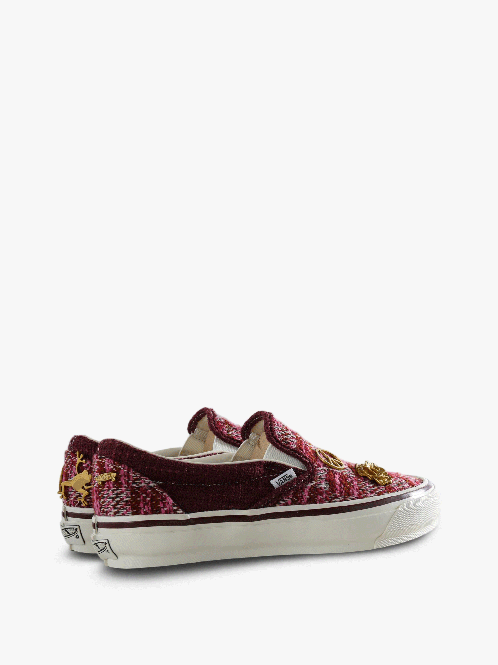 Burgundy shoes, side view
