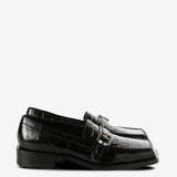 Black loafers, front view