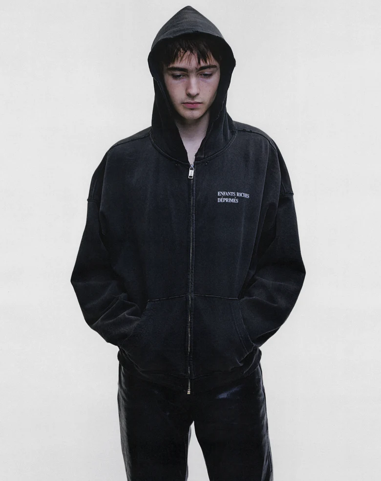 Black hoodie, full body view