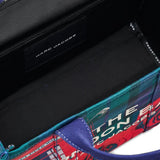 Close up of blue bags, showing texture of the cotton fabric