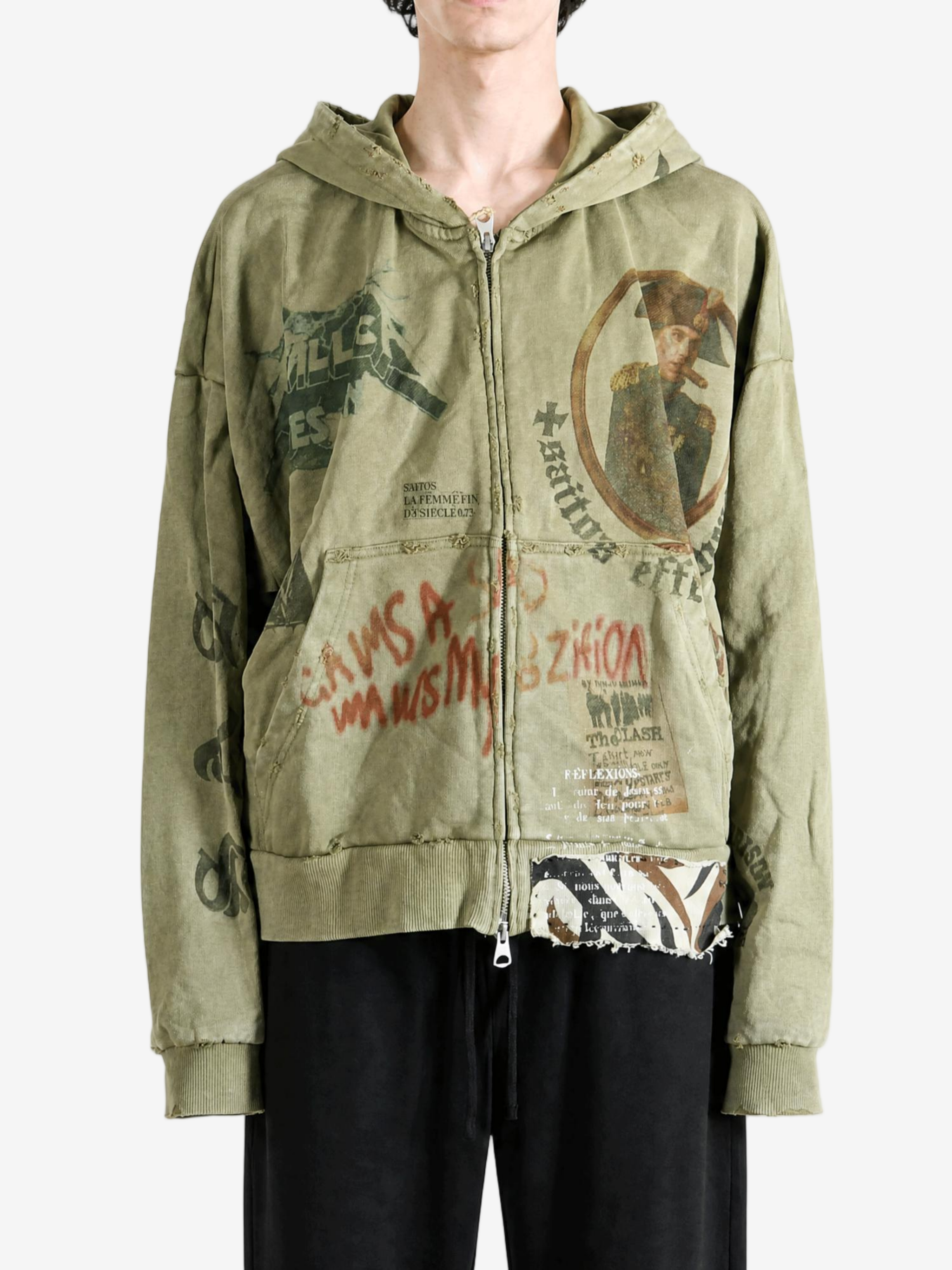 Green hoodie worn by a person, showing the hoodie fit