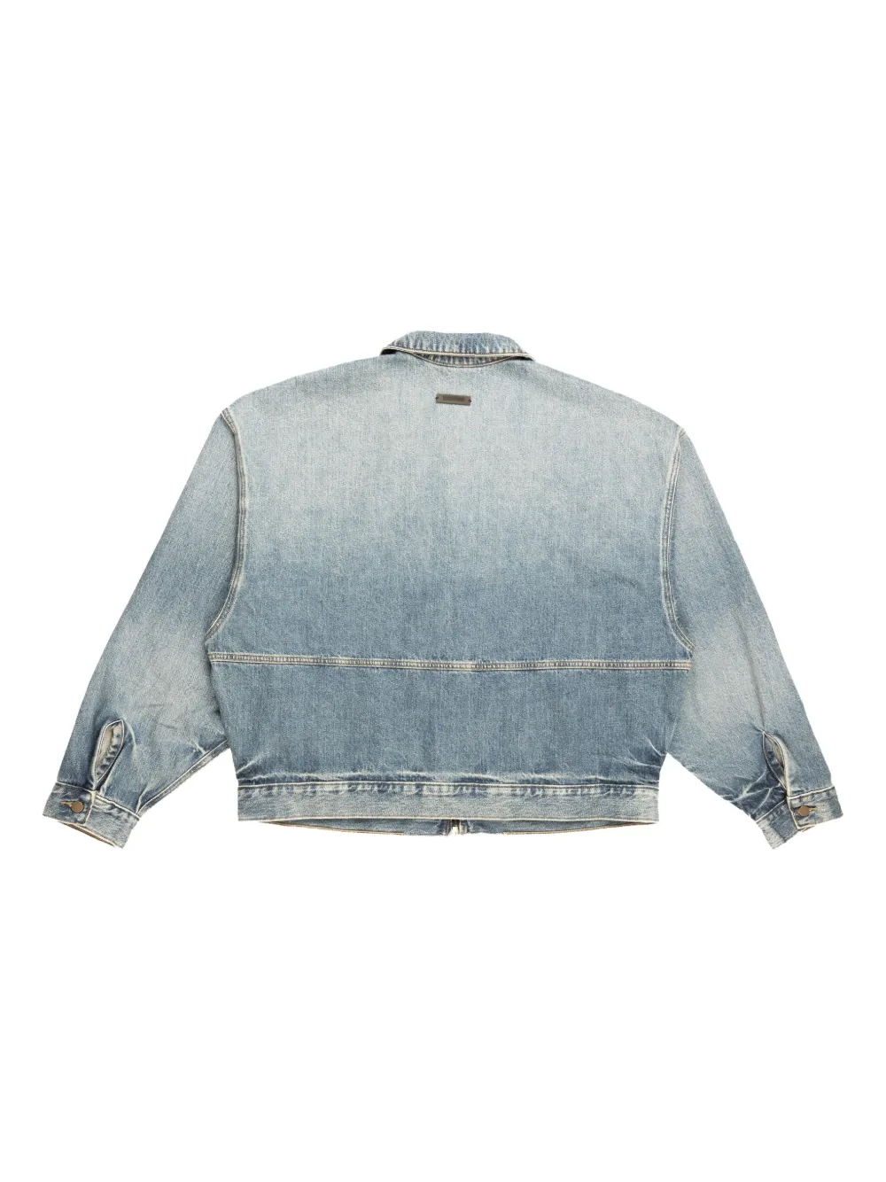 Blue jacket, back view