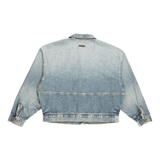 Blue jacket, back view