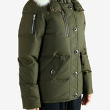 Green jackets worn by a person, showing the jackets fit