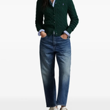 Green cardigan,full body view