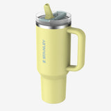 Yellow straw tumbler, side view