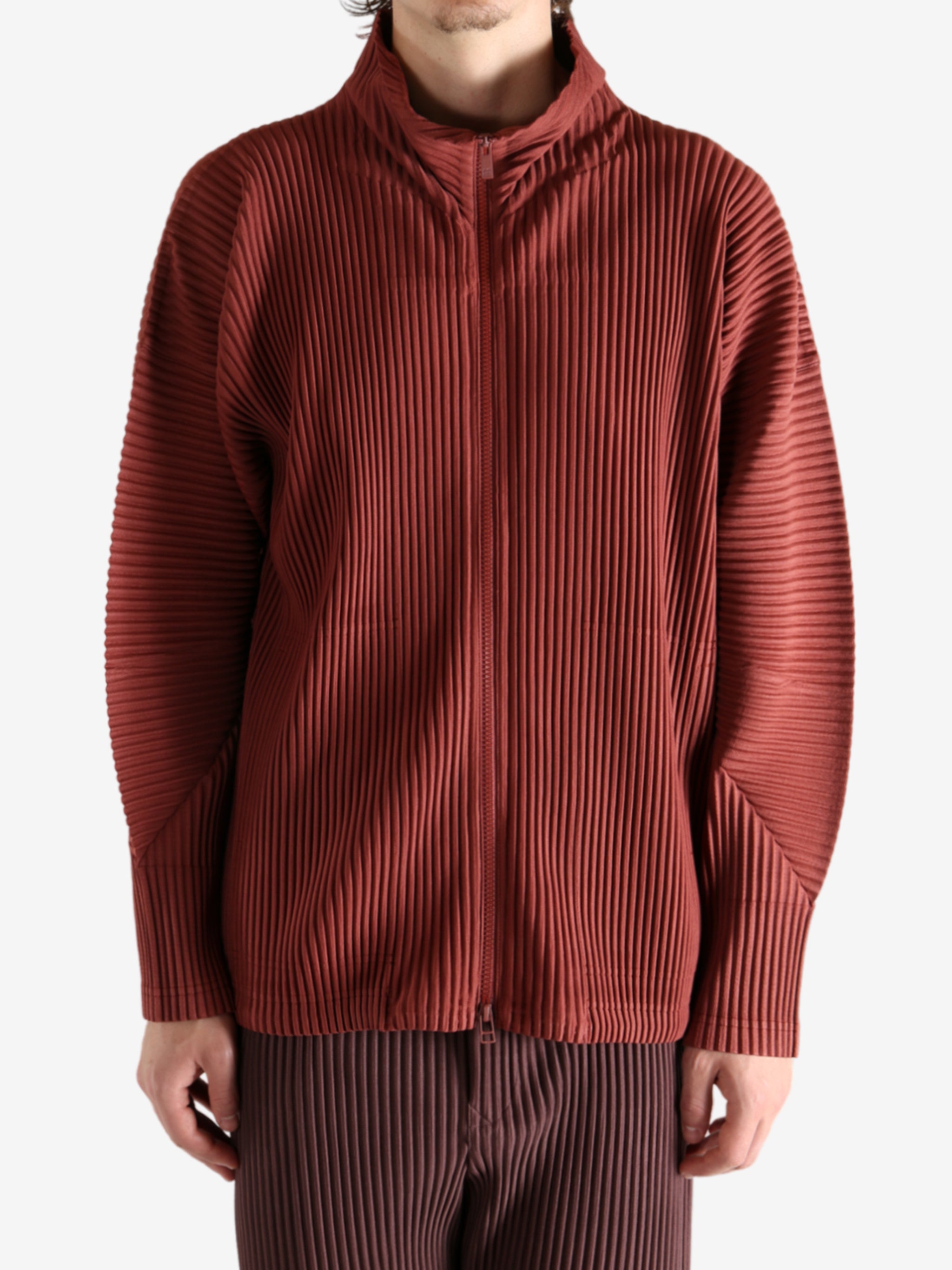 HOMME PLISSÉ ISSEY MIYAKE ウールタッチコート ボルドー HOMME PLISSE ISSEY MIYAKE】 プリーツガウンコート 新規入荷