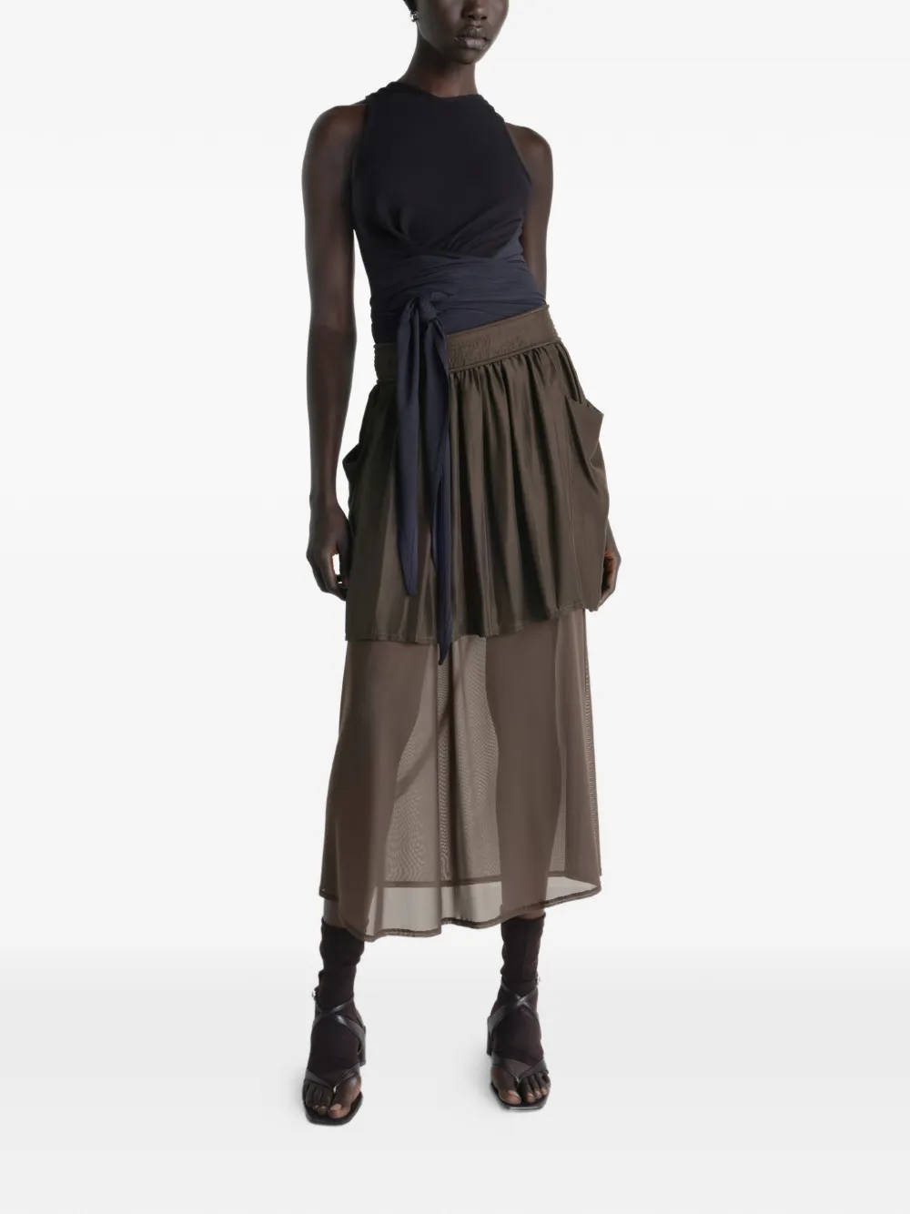 Brown skirt, full body view