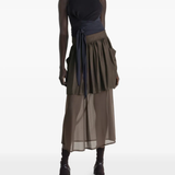 Brown skirt, full body view
