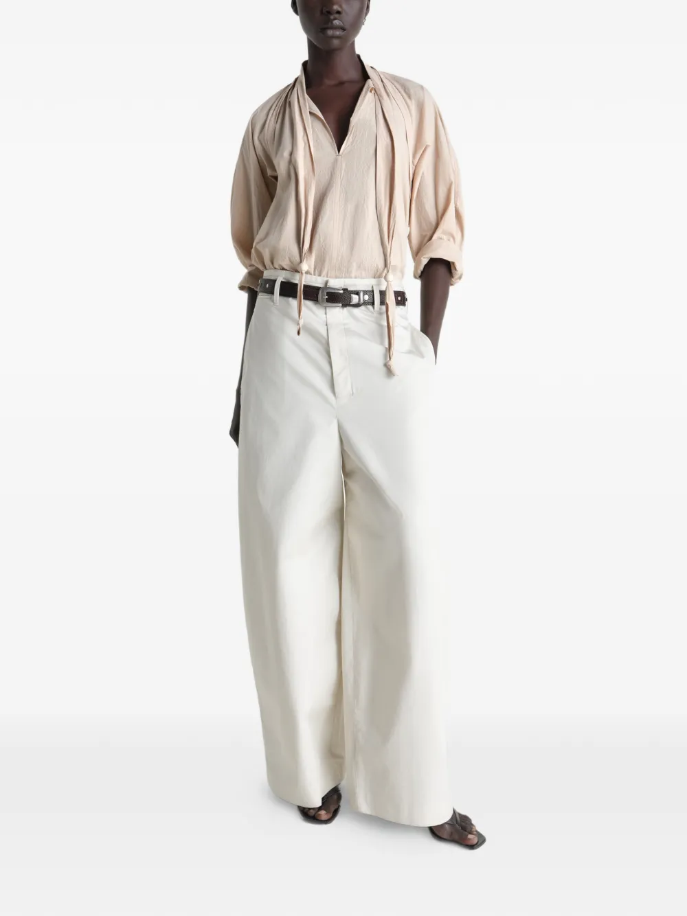 Tan top, full body view