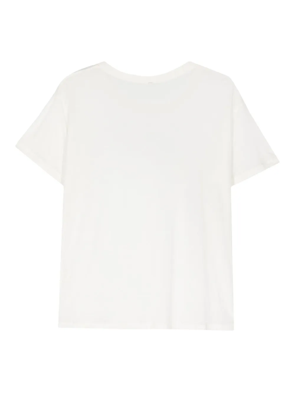White t-shirt, back view showing wide neck