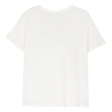 White t-shirt, back view showing wide neck