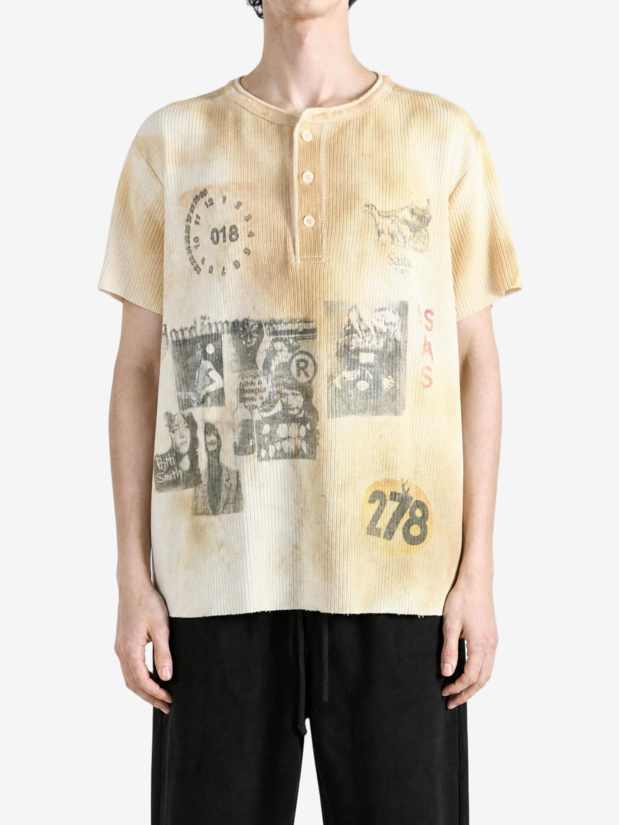 Tan t-shirt, full body view