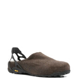 Brown mules, side view