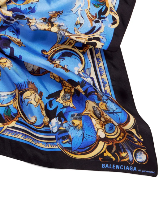 Close up of blue scave, showing texture of the silk fabric