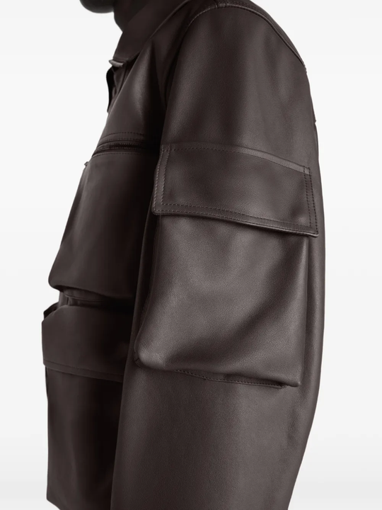 Close up of the brown coats, showing texture of the blended fabric