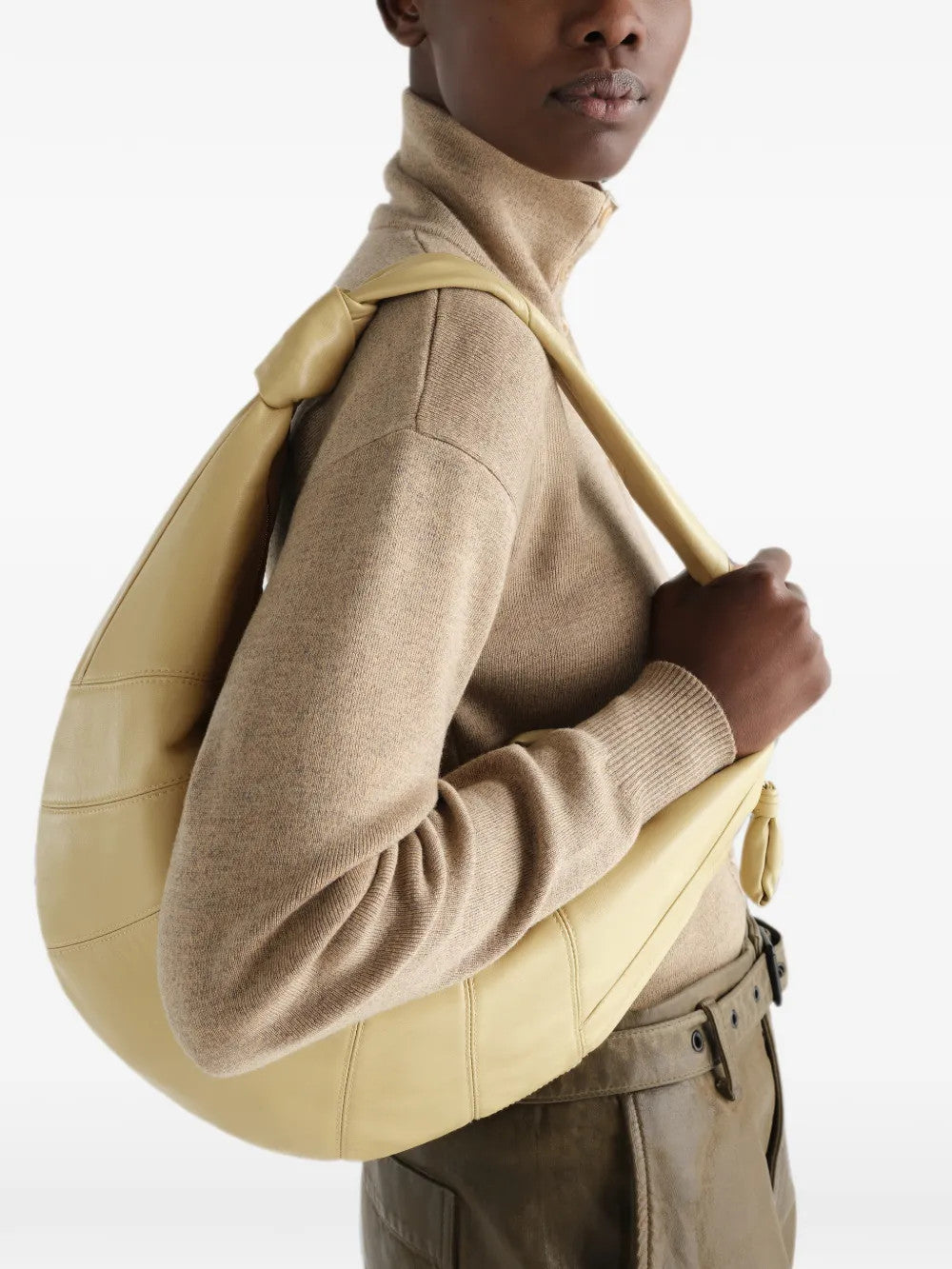 Tan bag, side view