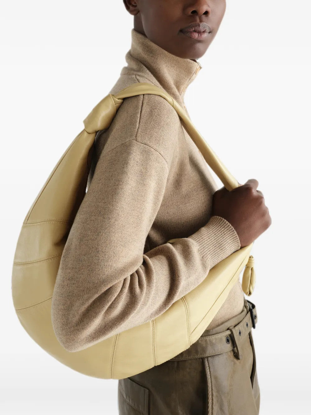 Tan bag, side view