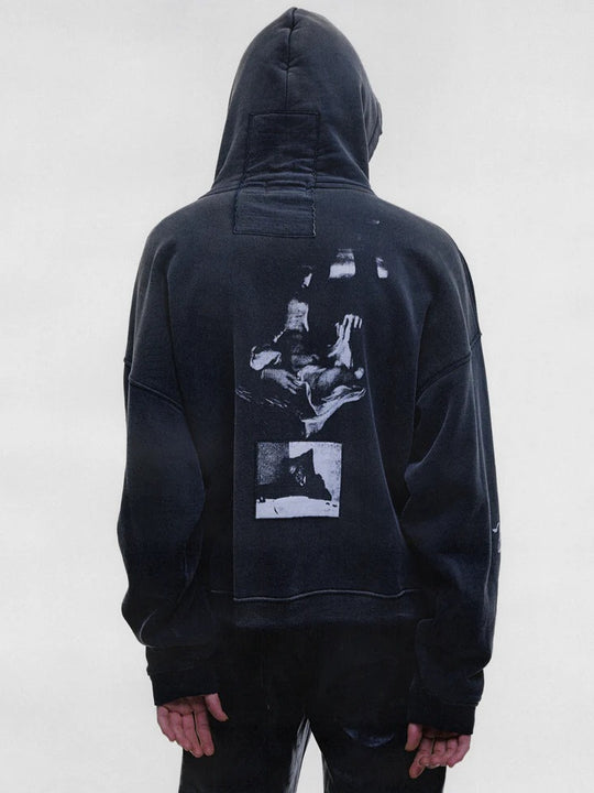 Black hoodie, full body view