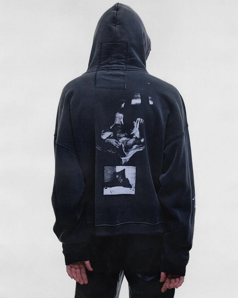 Black hoodie, full body view