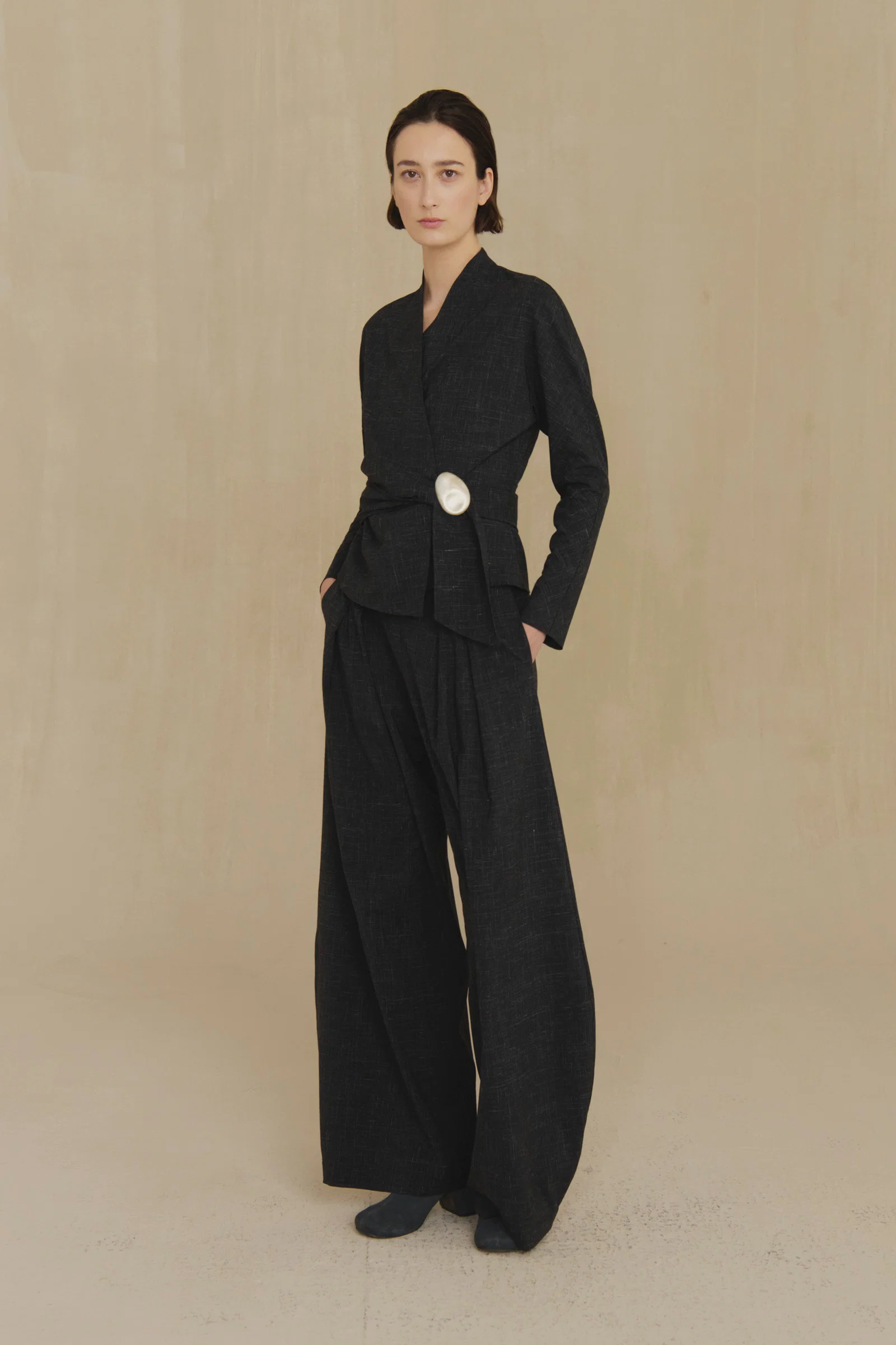 Black pants, full body view
