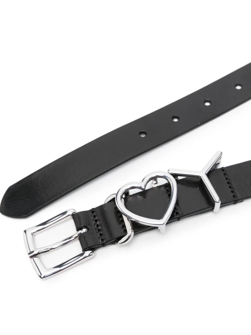 Y/Project logo-buckle leather belt - Black
