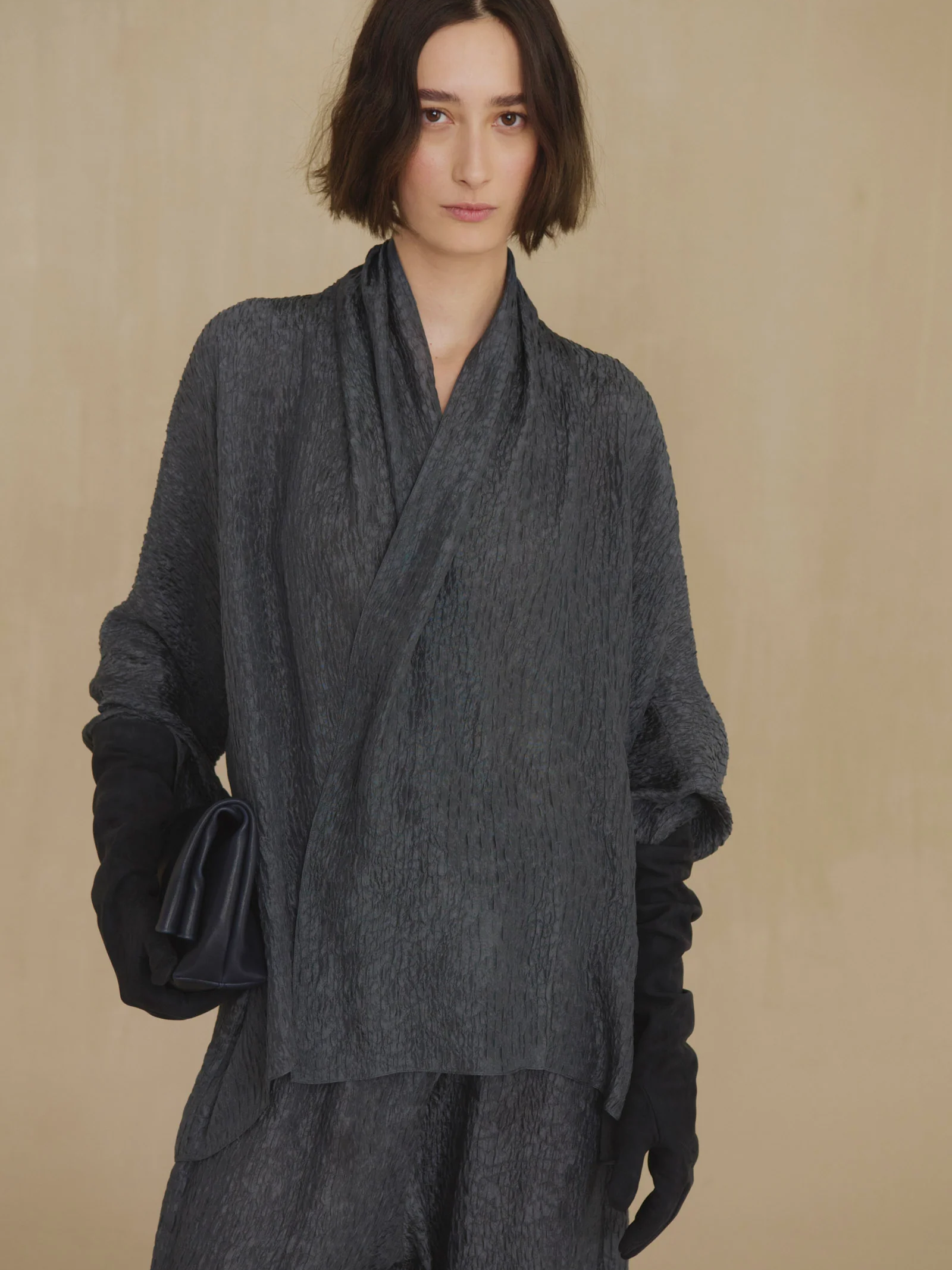 Grey jacket, full body view